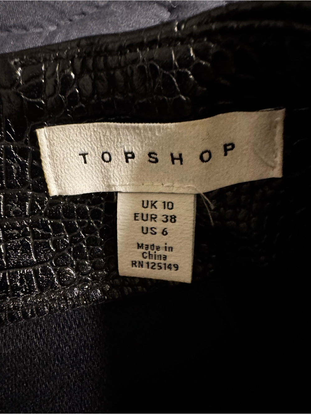 Topshop Label on Women's Top
